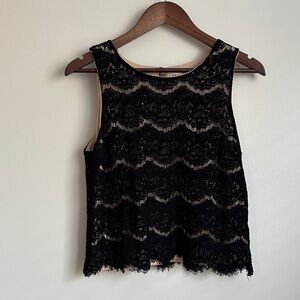Monteau Black Lace Sleeveless Tank/Blouse